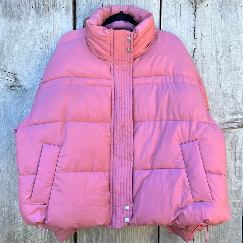 NWT Free People mauve pink rose full zip oversized winter puffer jacket - Picture 3 of 14